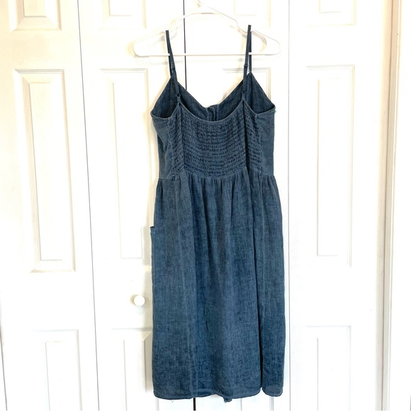 Francesca Bettini Spaghetti Strap Gathered Jean Dress Large Blue - Picture 4 of 7